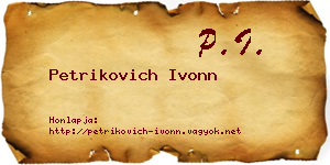 Petrikovich Ivonn névjegykártya
